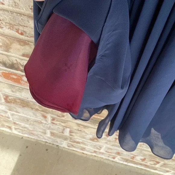 A. J. Bari Navy Pleated Chiffon Bodice Skater Circle Mother of the Bride… - Picture 3 of 7